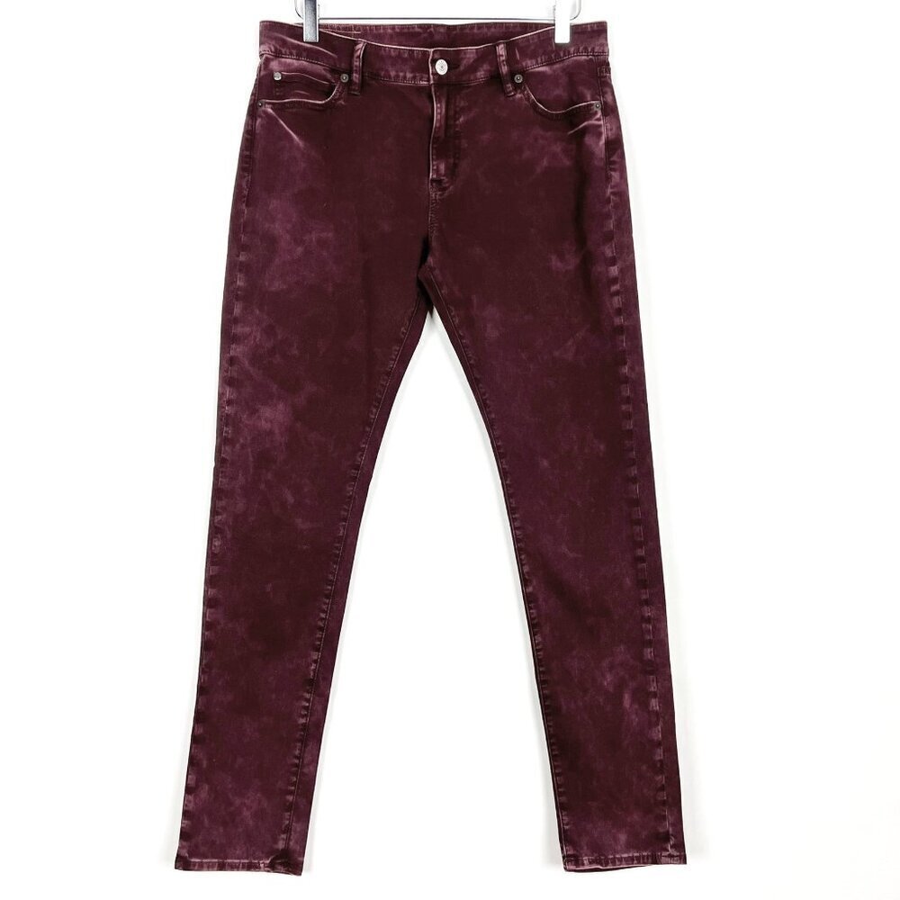 Denim & Supply Ralph Lauren Skinny Jeans Size 32/32 Burgundy Acid Wash Western